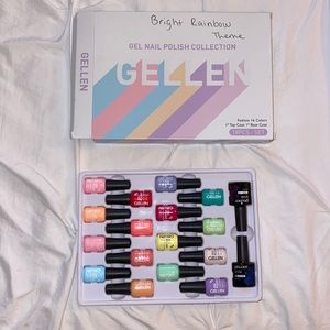 Gellen gel polish set. 16 colors. 1 top coat. 1 base coat.
